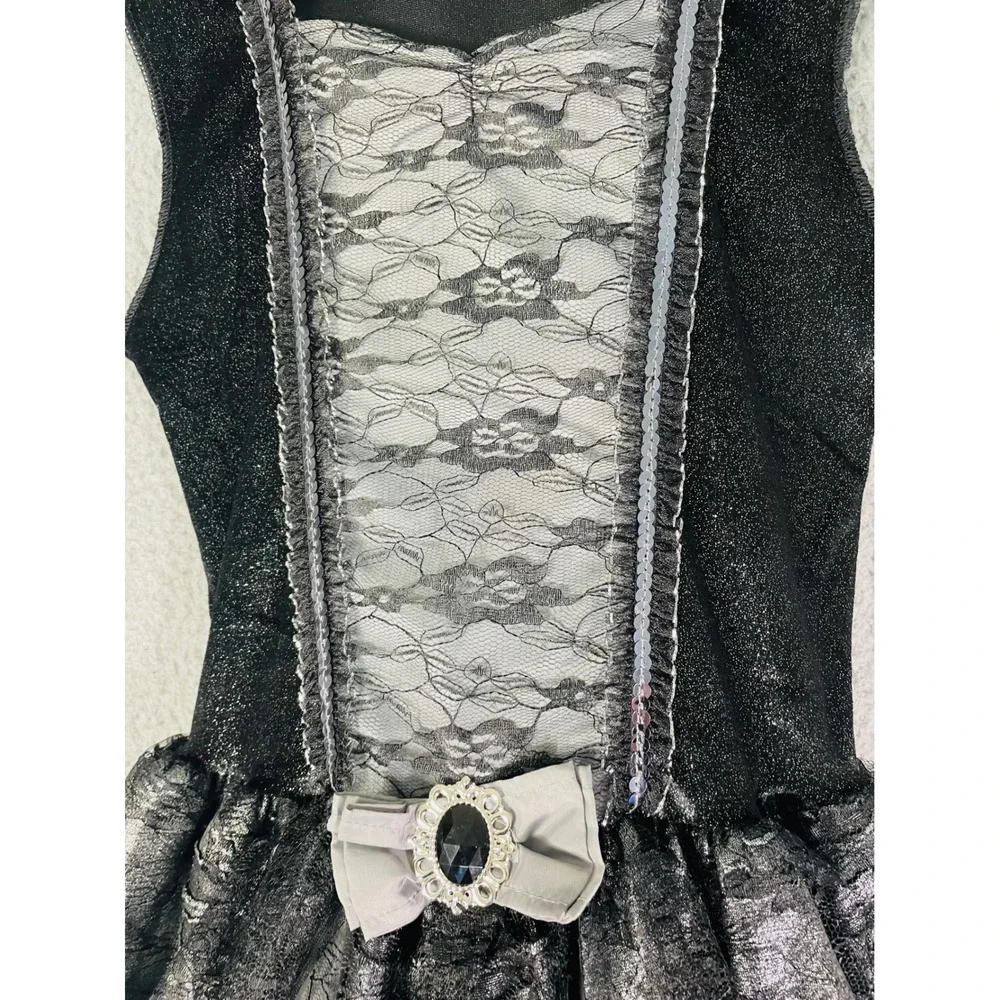 Spirit‎ Halloween Dress Girls Large Black Silver Lace Costume Party Witch - Picture 7 of 12